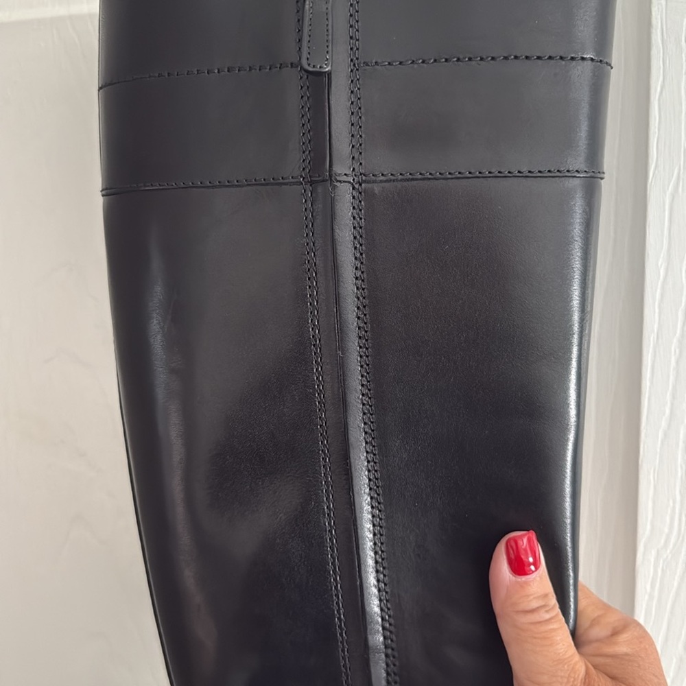 Tory Burch Black Leather Boots with Gold Accents - Picture 4 of 9